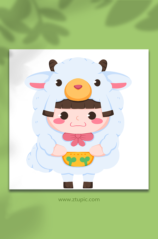 羊羔童趣儿童节人物元素插画