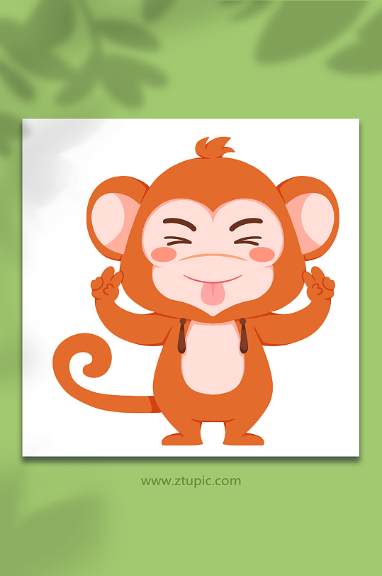 小猴子童趣儿童节人物元素插画