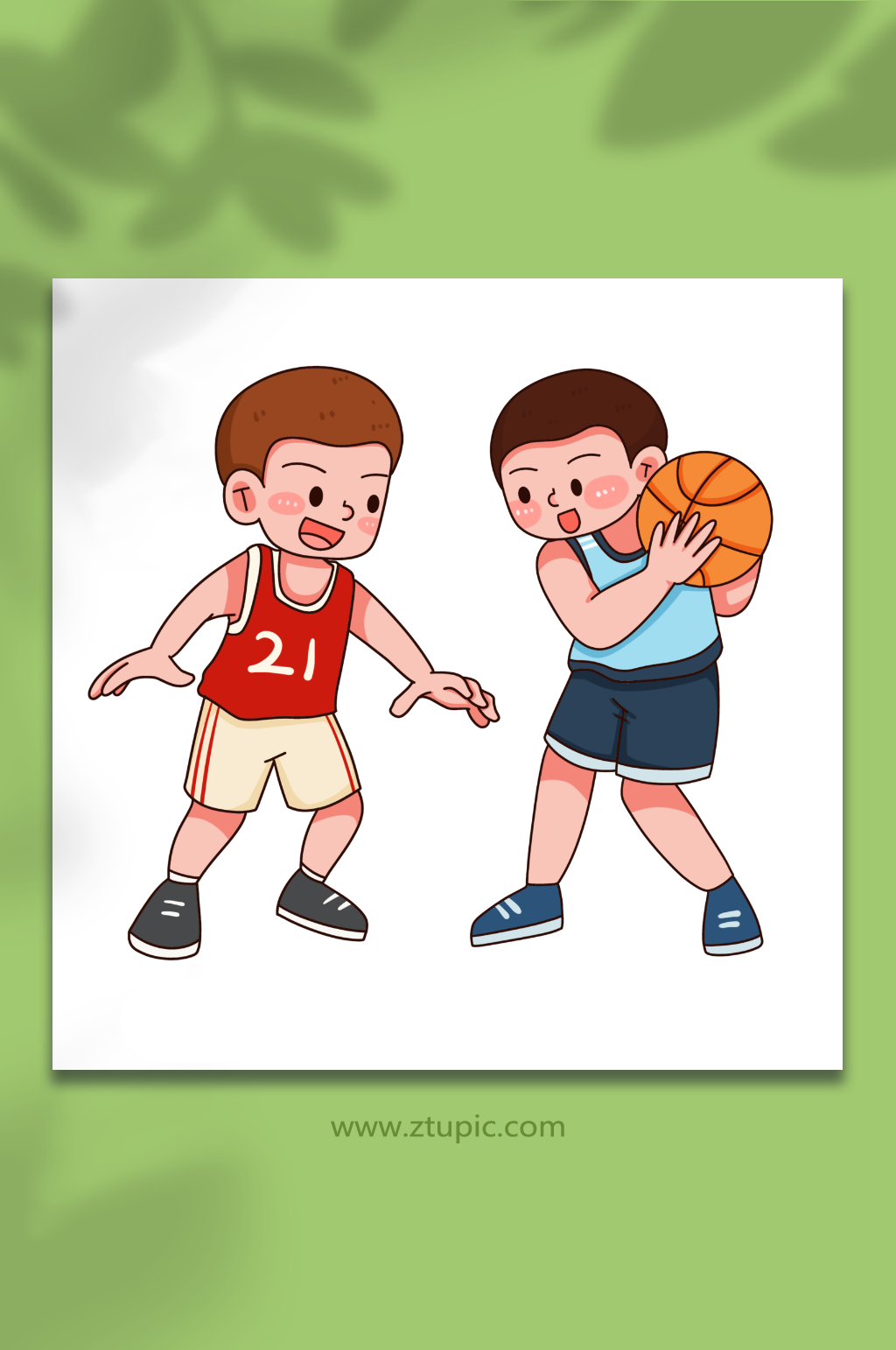 攻守卡通線打籃球運(yùn)動(dòng)人物元素插畫(huà)素材