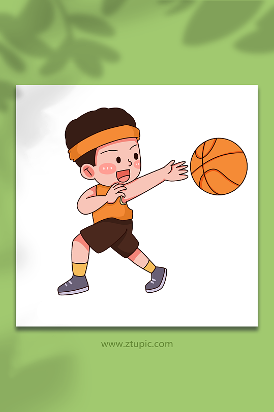 传球线描打篮球运动人物元素插画