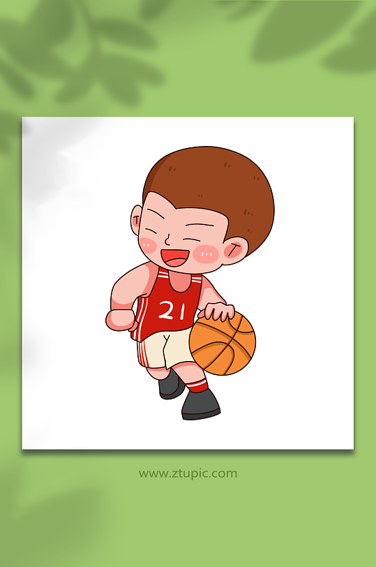 运球手绘打篮球运动人物元素插画