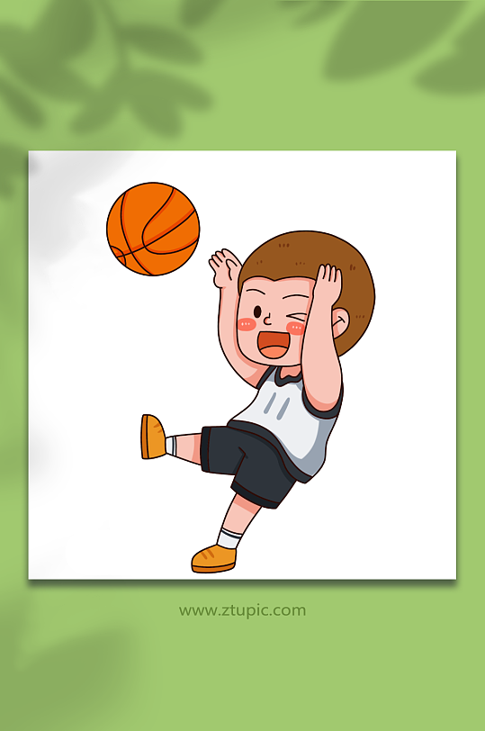 投球手绘打篮球运动人物元素插画