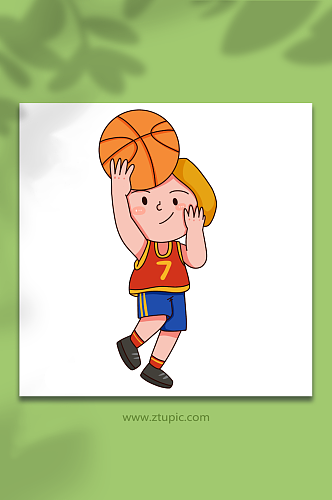 投篮手绘打篮球运动人物元素插画