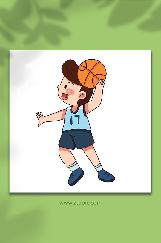 灌篮手绘打篮球运动人物元素插画