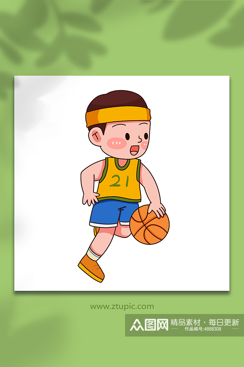 跑手绘打篮球运动人物元素插画素材