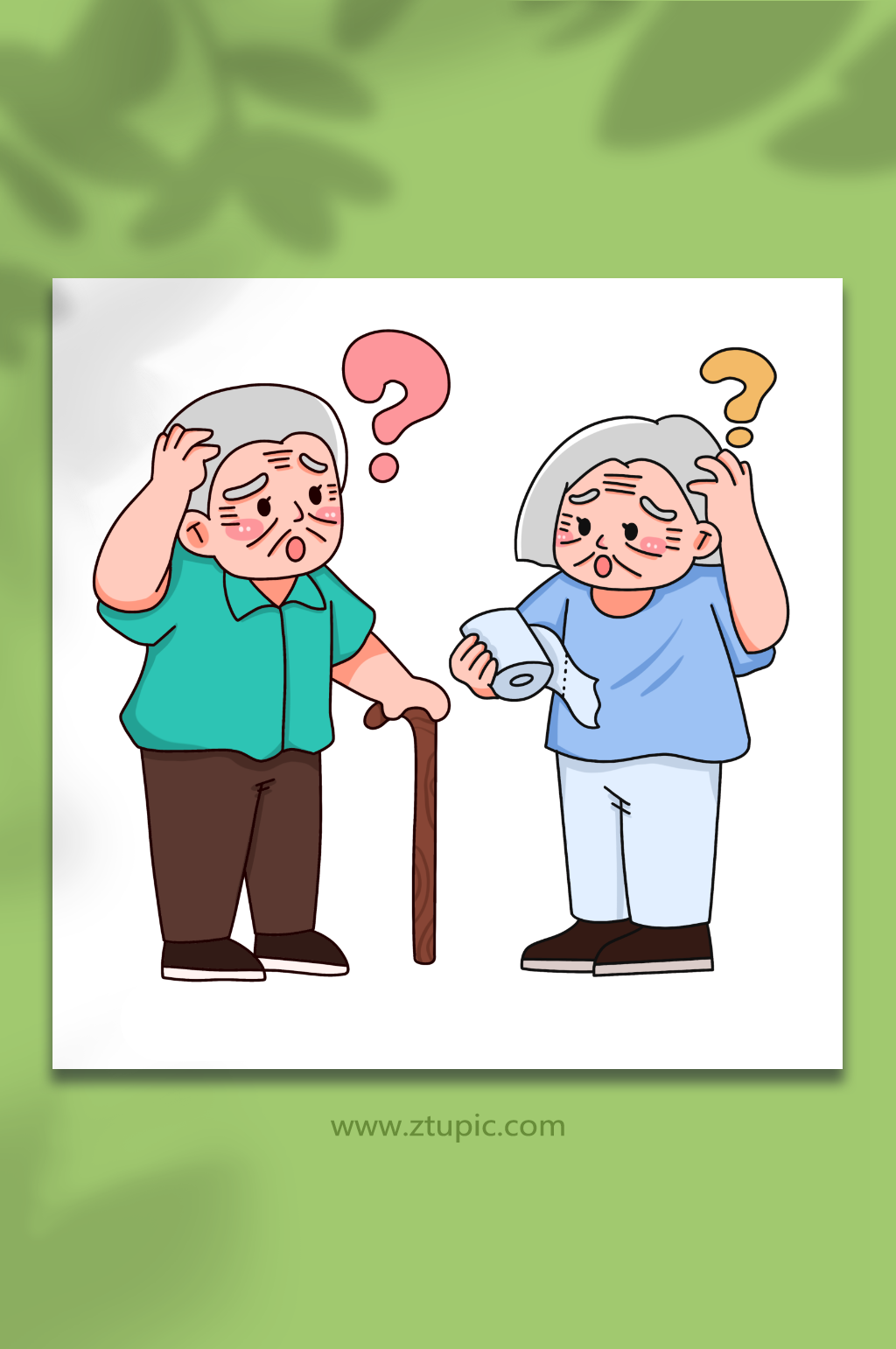 忘事手绘阿尔茨海默病医疗插画素材