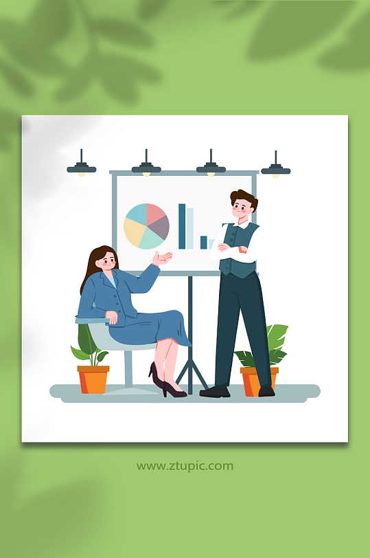 有趣扁平化企业商务会议开会人物插画-众图网