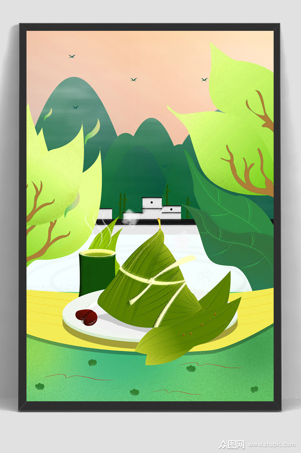 手绘端午节粽子龙舟海报模板下载-编号118751-众图网