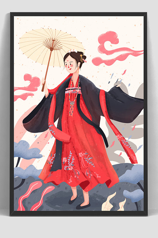 中国风古风古装人物插画