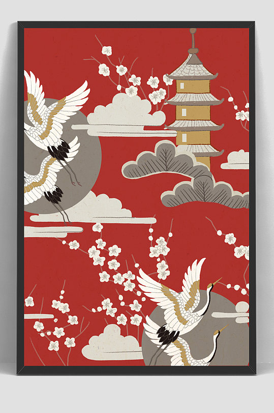 鹤中国风装饰画图片-鹤中国风装饰画设计素材-鹤中国风装饰画模板下载