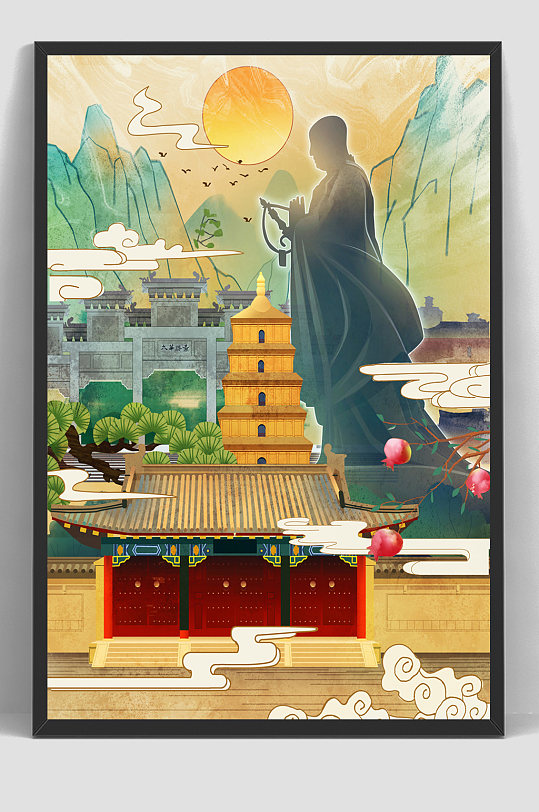 国潮城市建筑河南旅游宣传海报