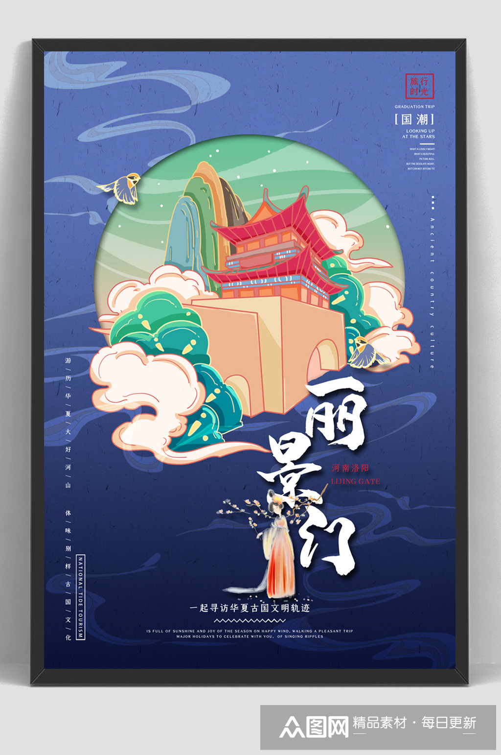 国潮城市建筑河南旅游宣传海报