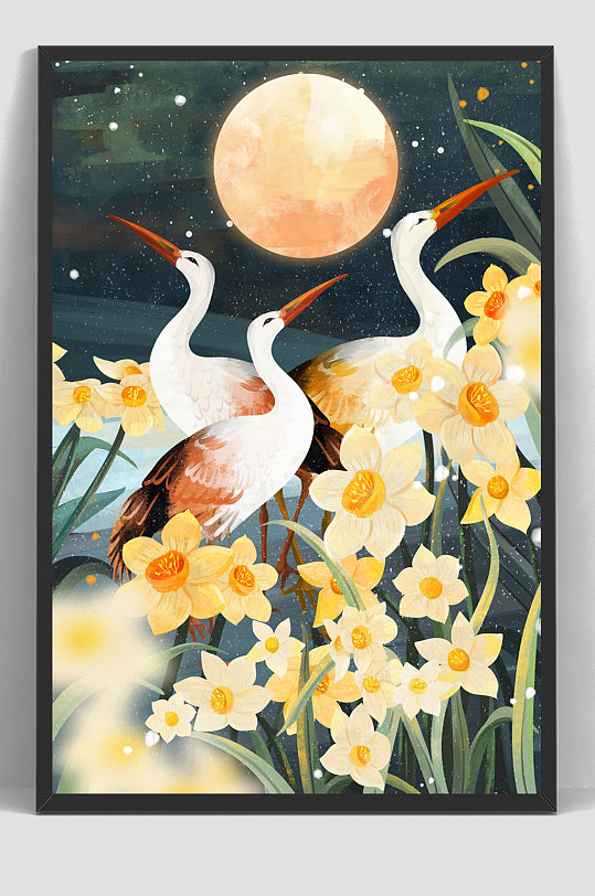 中国风唯美手绘花鸟插画