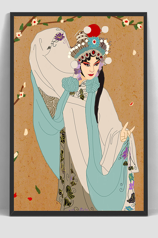古装舞蹈京剧人物手绘插画