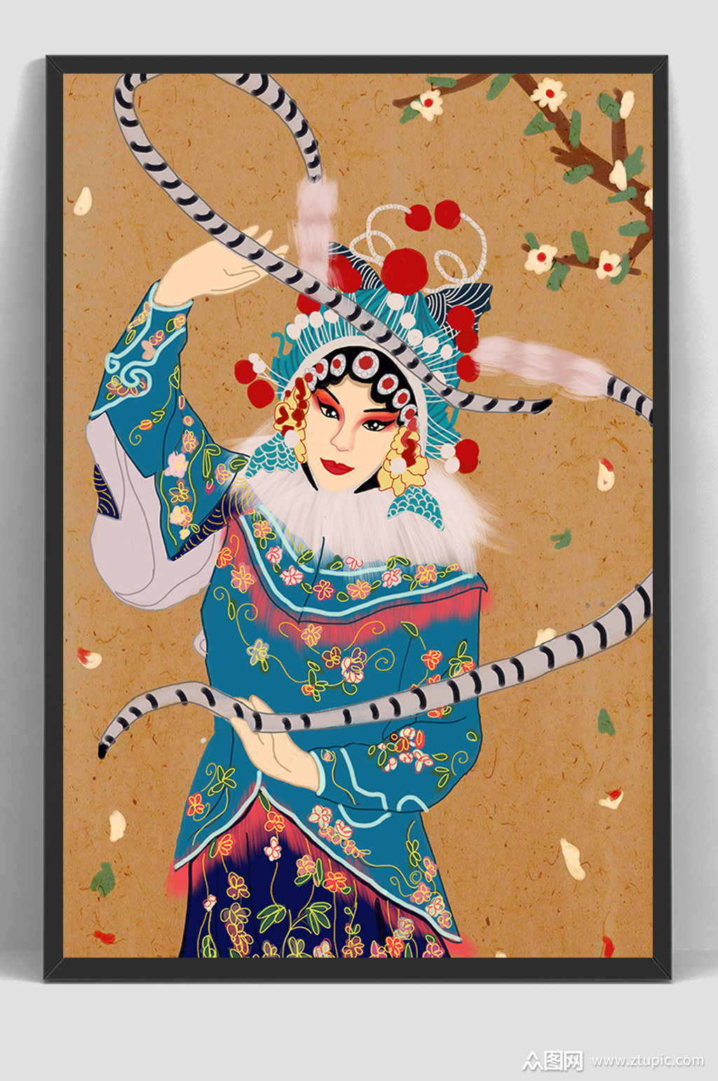 古装京剧人物手绘插画