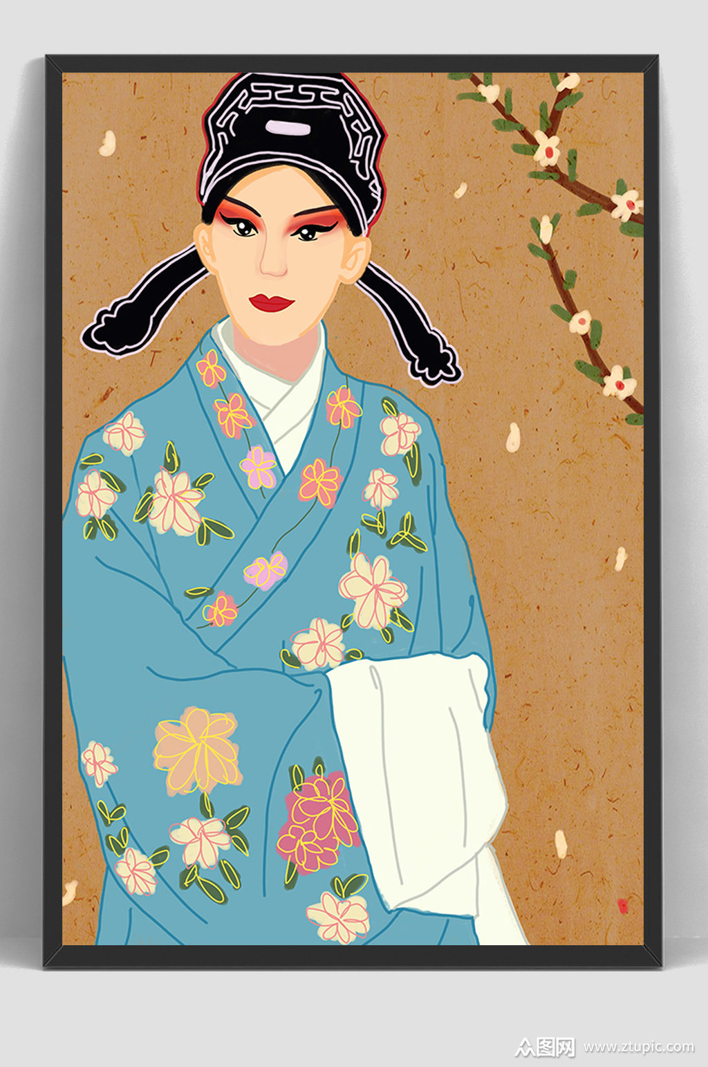 古装黄梅京剧人物手绘插画