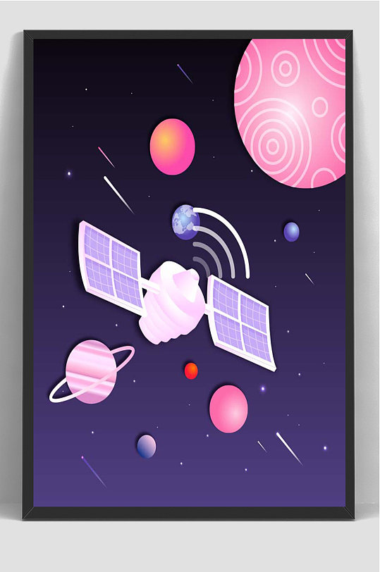 扁平宇宙太空梦幻卫星背景