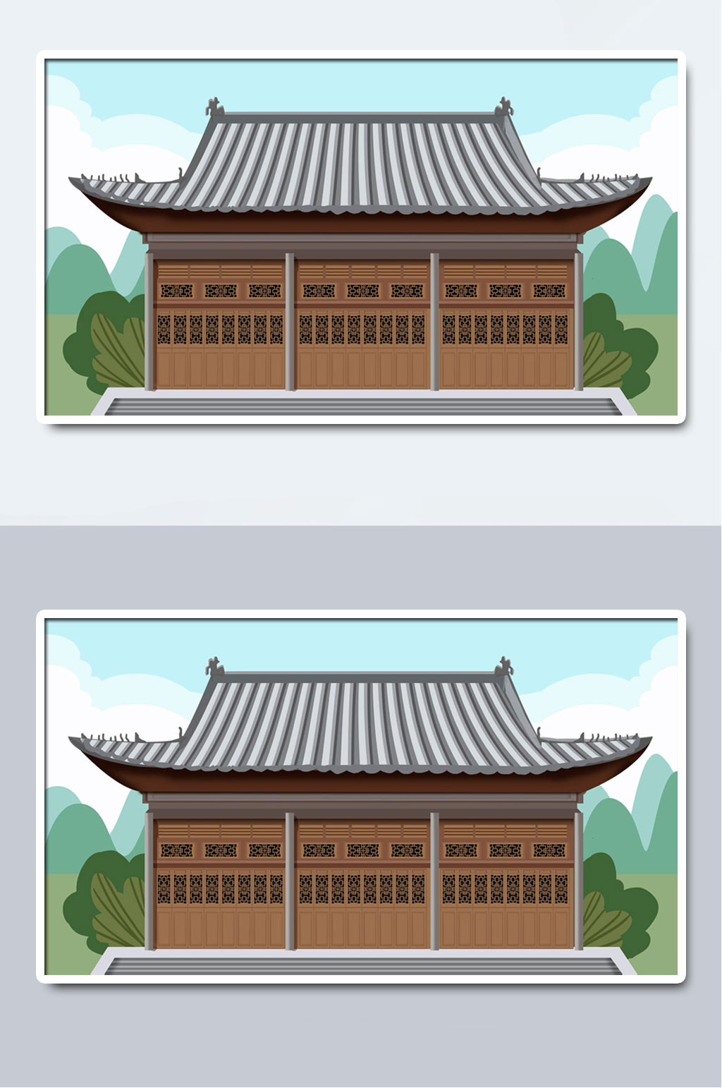 中國風古建築插畫