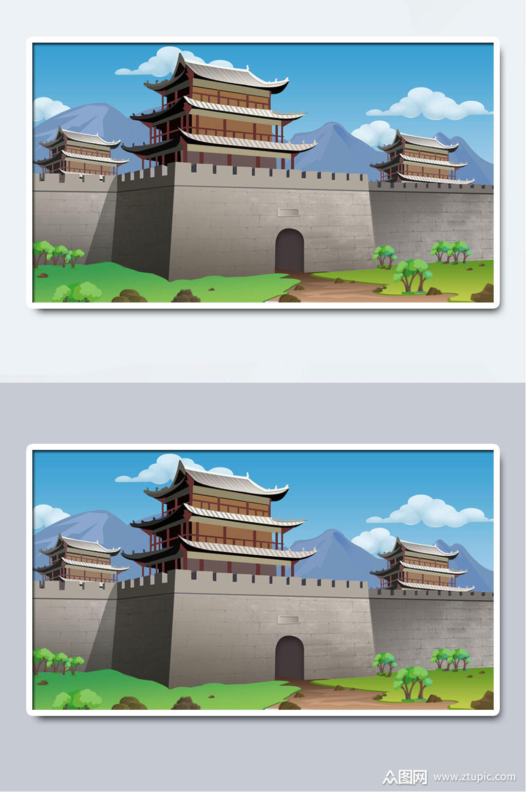 中国风古建筑古城墙素材