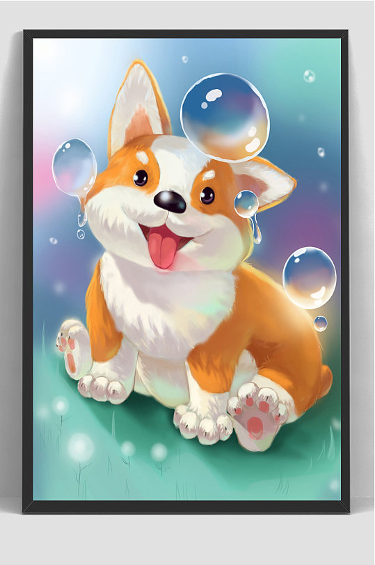 唯美卡通梦幻森林动物插画