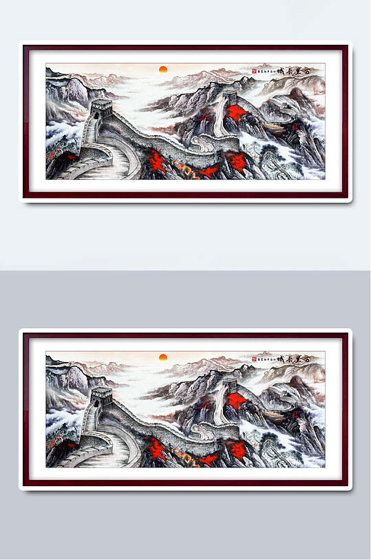 中国风大气山水国画插画-众图网