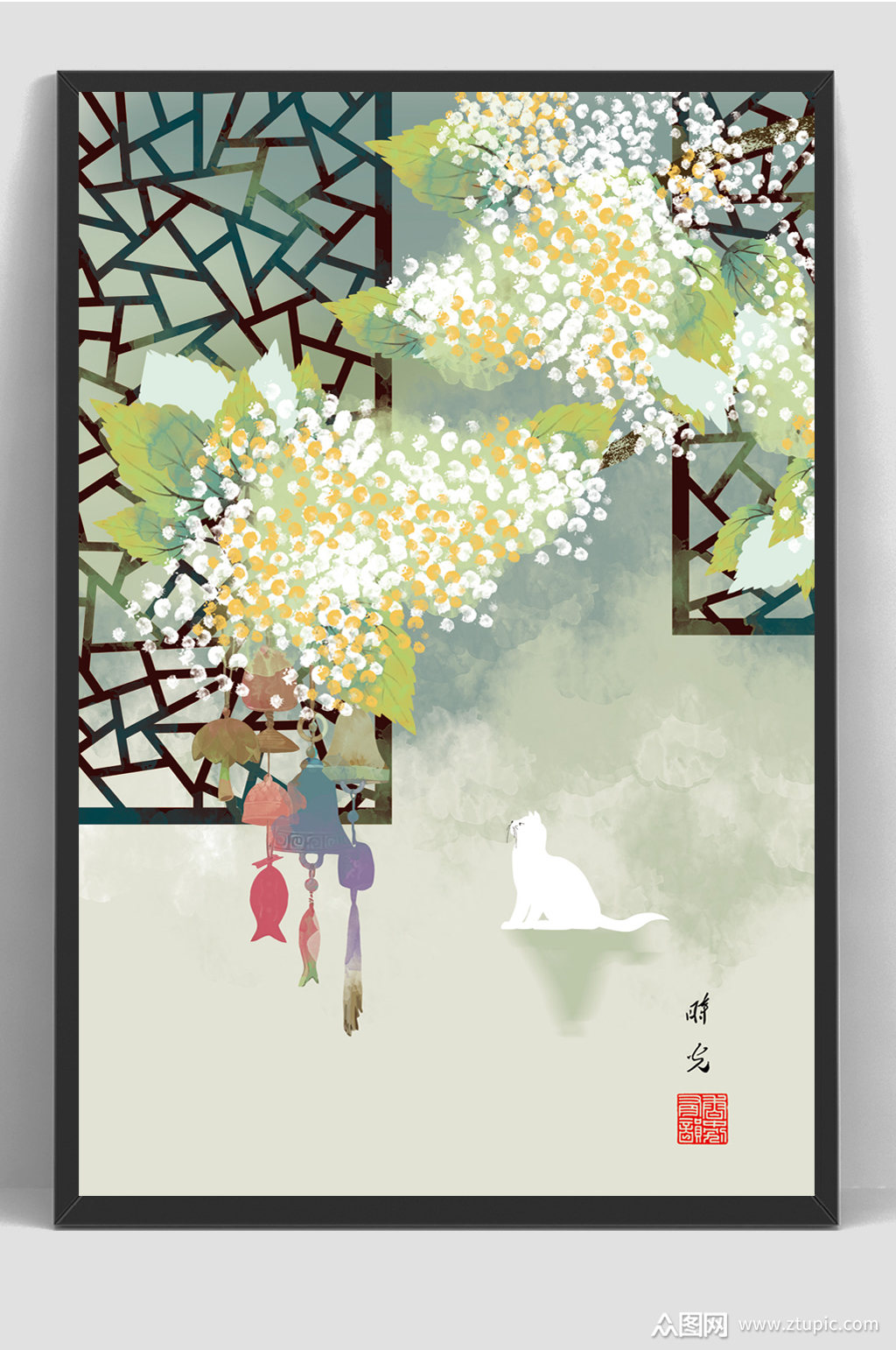 中国风水墨水彩艺术插画模板下载-编号172415-众图网