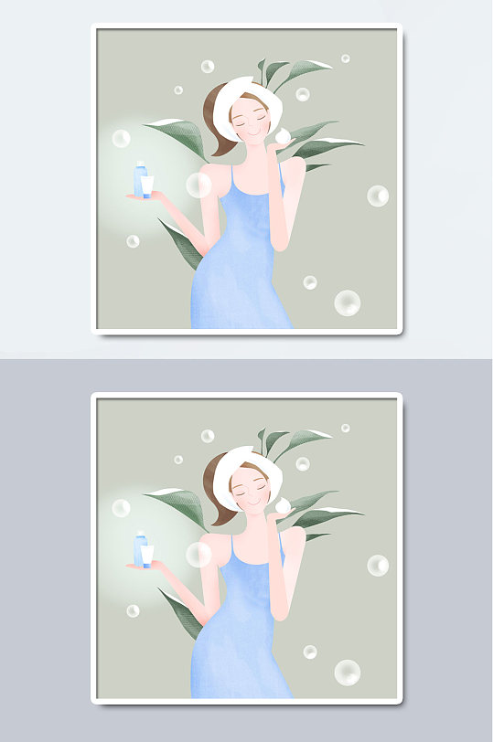 美妆护肤化妆手绘插画海报