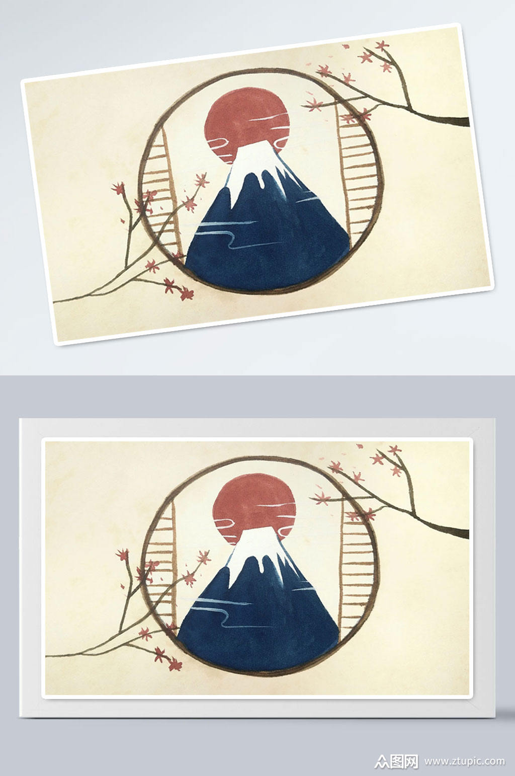 日系富士山海报背景素材