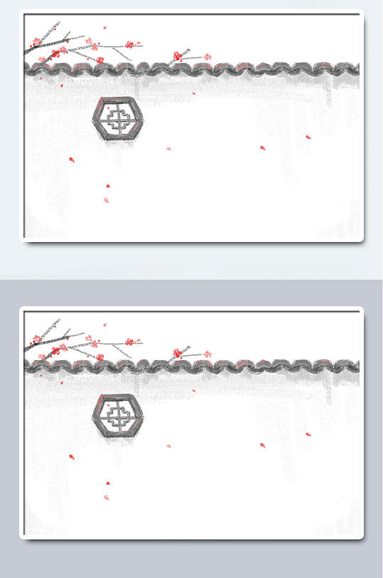 白墙国风水墨古建筑背景