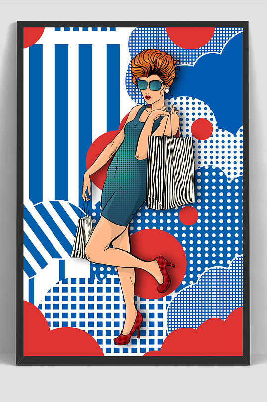 波普风潮流女性促销海报