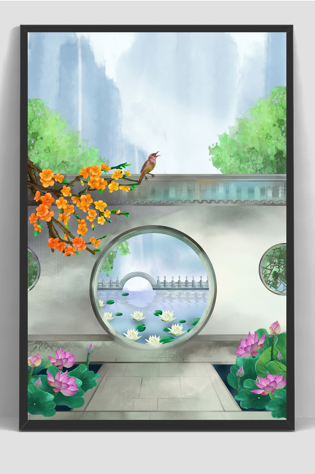 中国风黄花古风手绘插画素材
