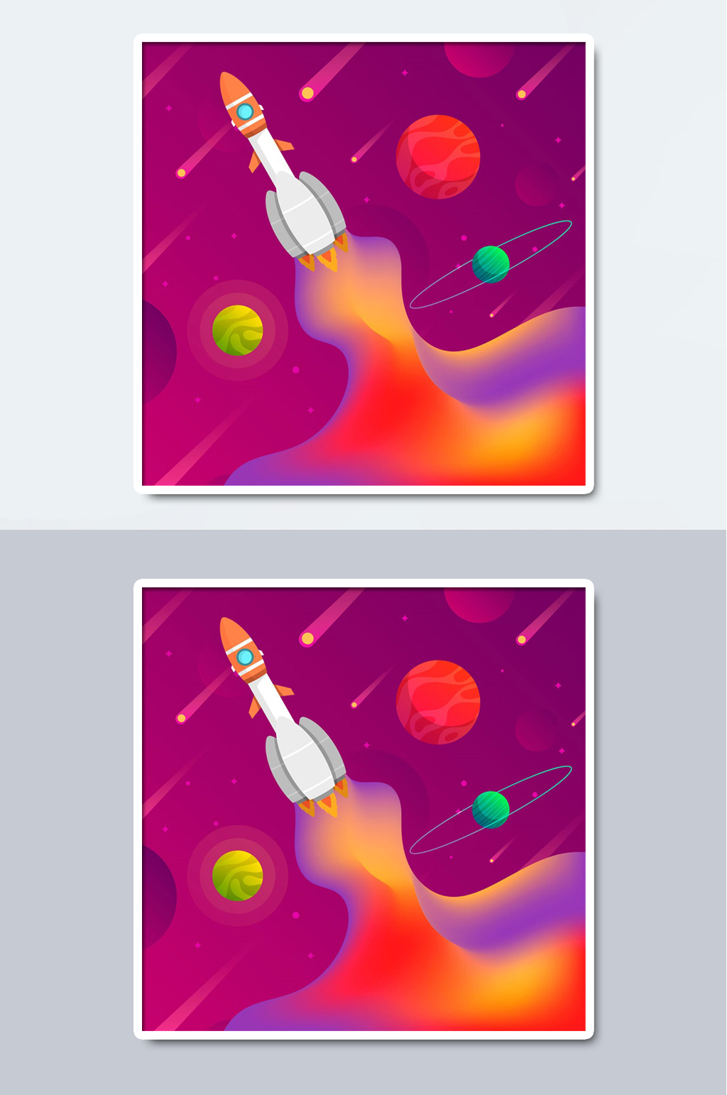 卡通宇宙火箭手绘插画素材