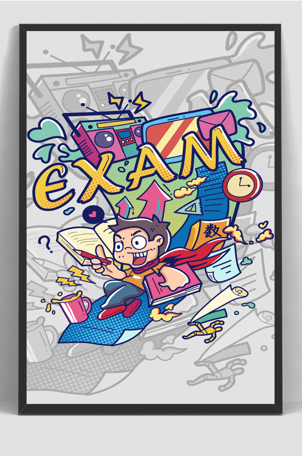 卡通波普风涂鸦手绘插画素材