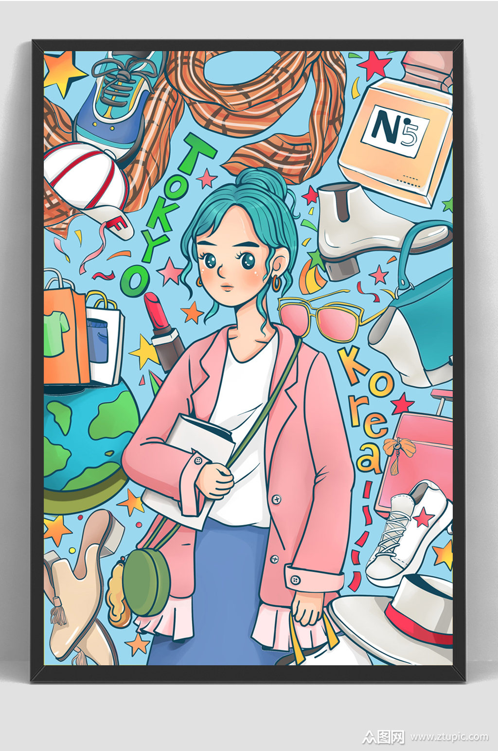 卡通波普风涂鸦手绘插画