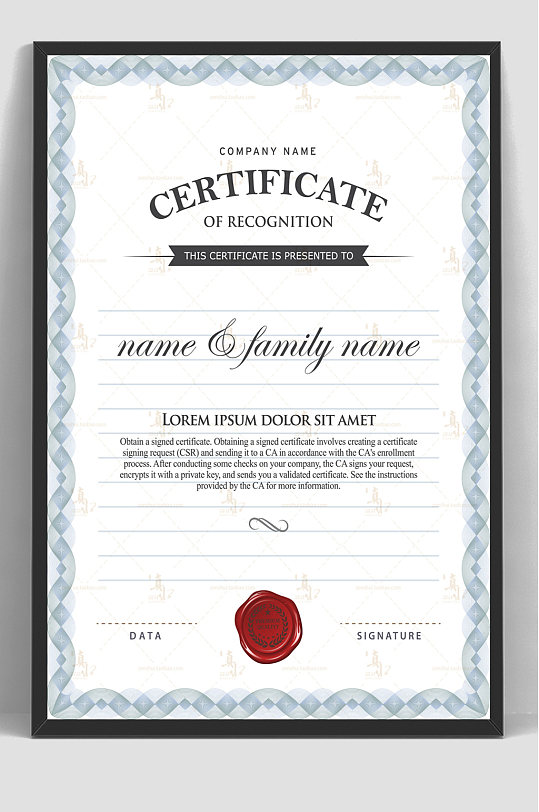 白色英文证书质检报告模板-众图网