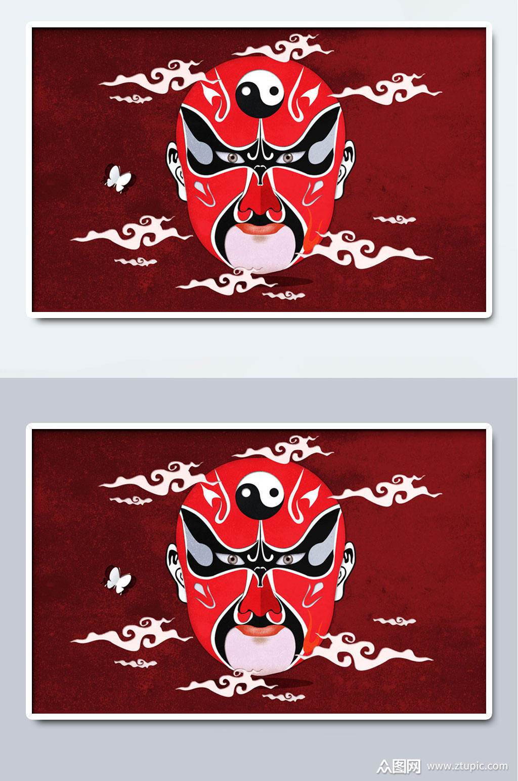 脸谱国潮戏曲国粹手绘插画