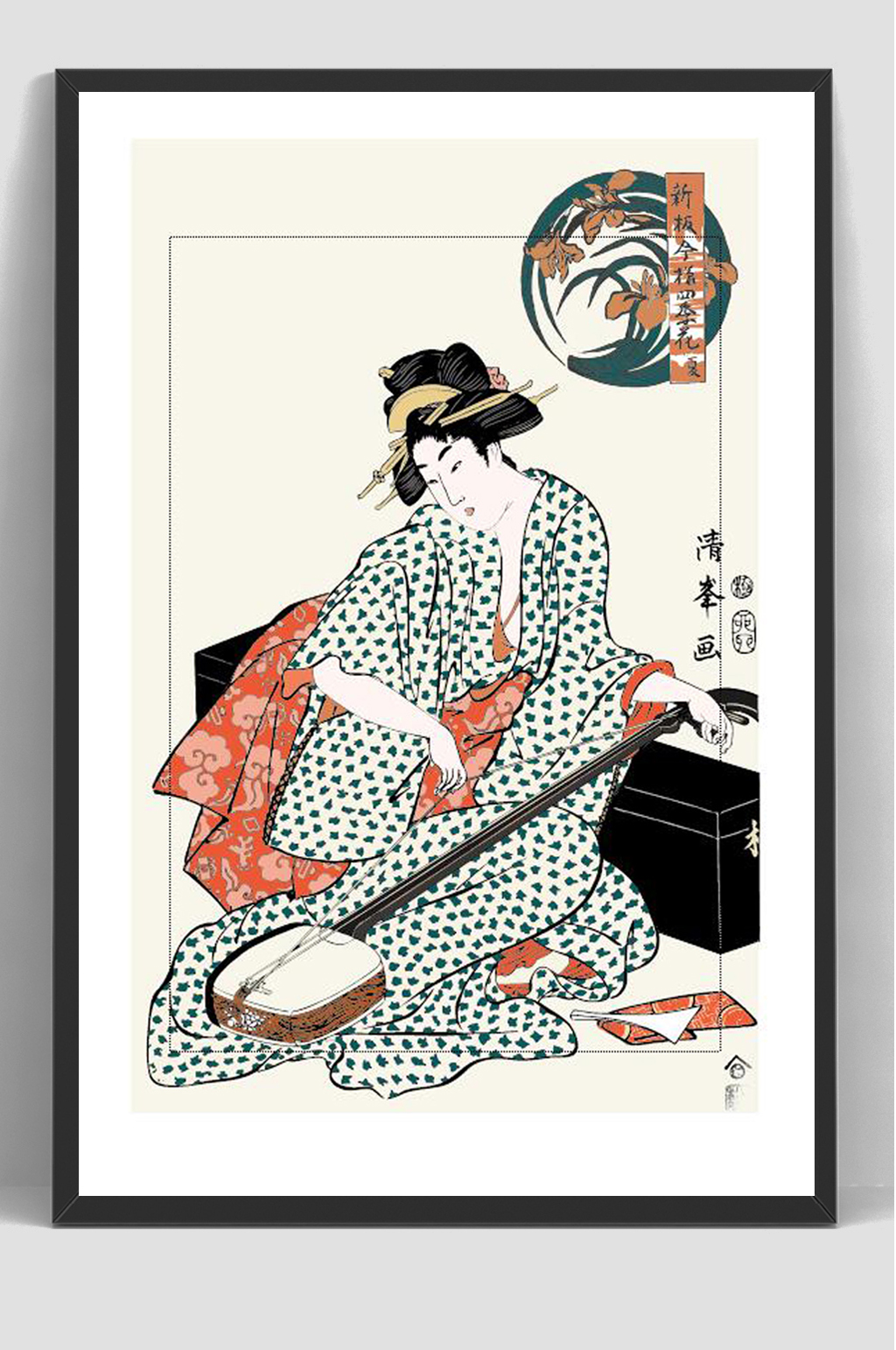 和服日式复古浮世绘插画