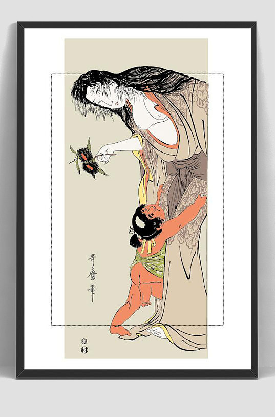 日式复古浮世绘美女插画