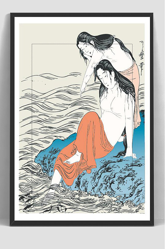 日式复古浮世绘女性插画