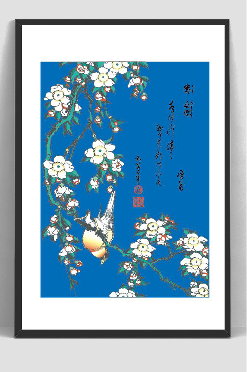 花鸟日式复古浮世绘插画素材