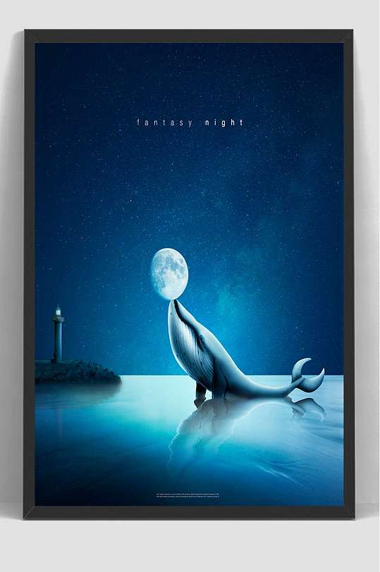 唯美梦幻星空夜晚抽象海豚