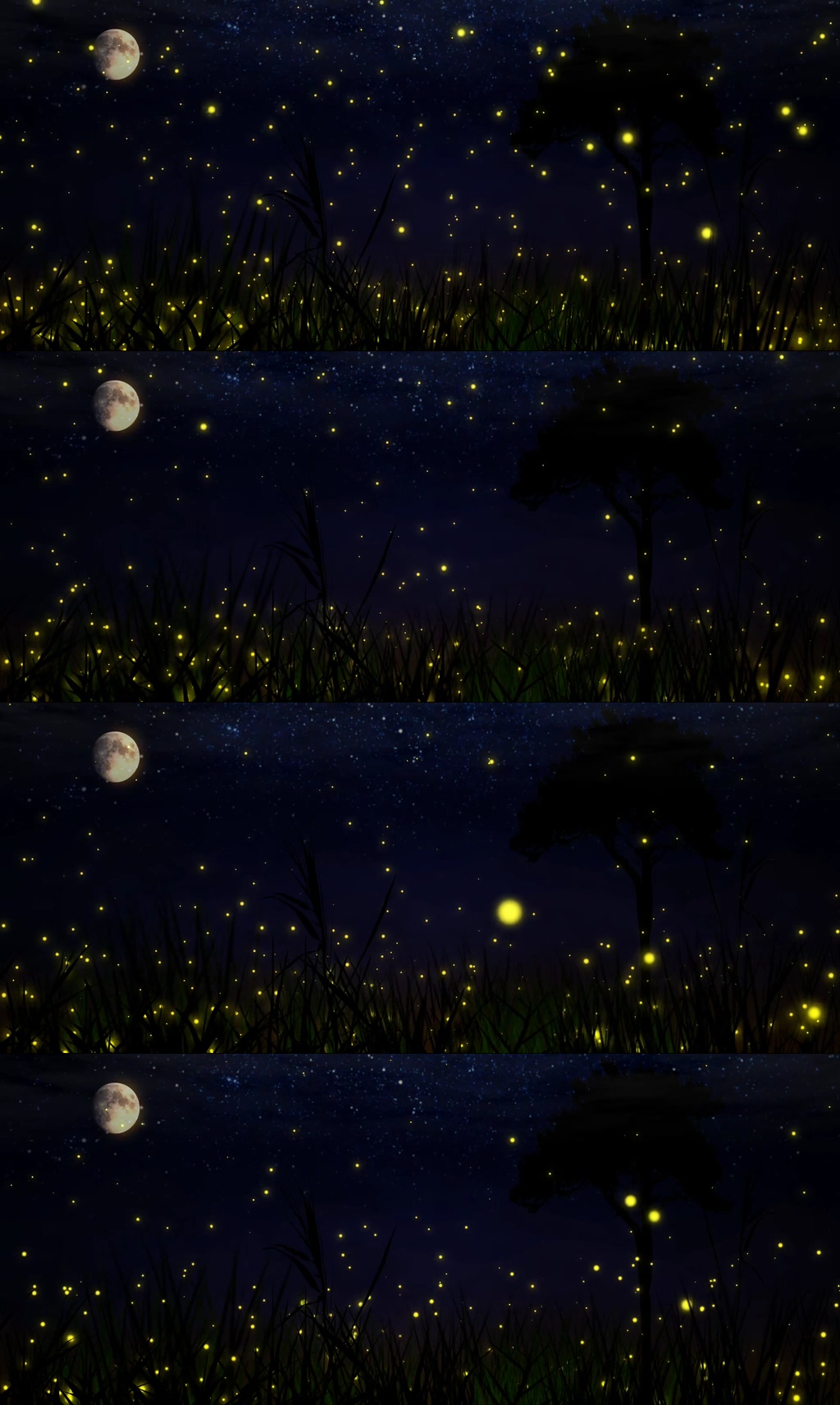 夜景唯美萤火虫夜色素材