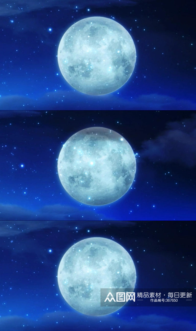 蓝色月光圆圆的月亮视频模板素材