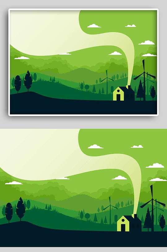 绿色城市环保节能剪纸简约风城市节能减排背景立即下载保护环境文明