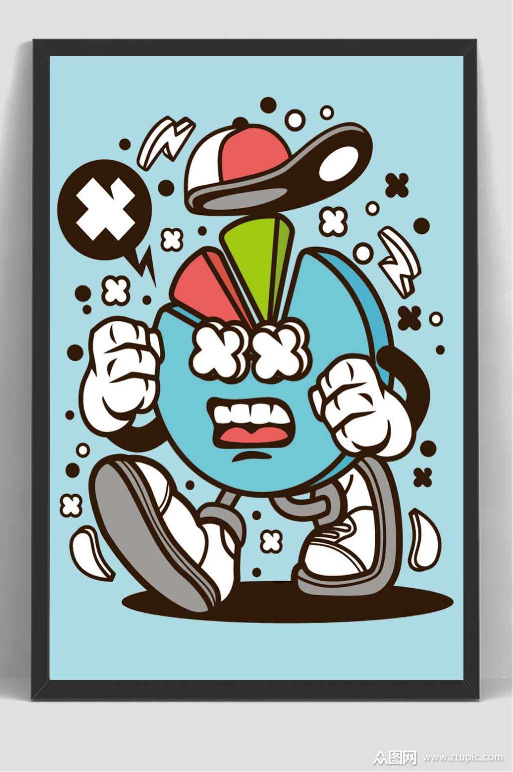 卡通波普渡鸦抽象插画