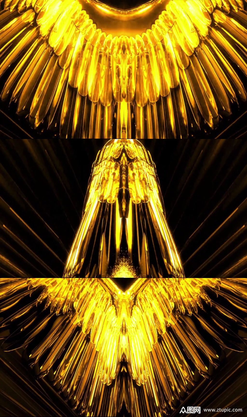 大气震撼金色翅膀开场视频素材