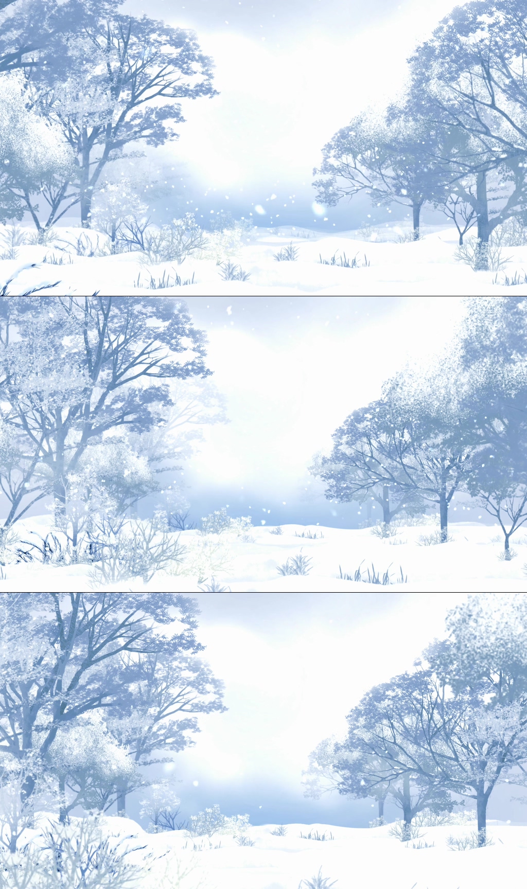 白色冬天的雪景卡通场景