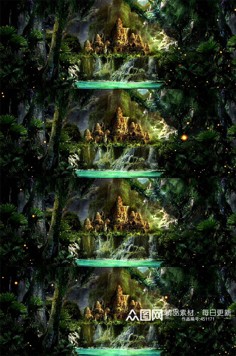 梦幻绿色生态森林舞台背景素材
