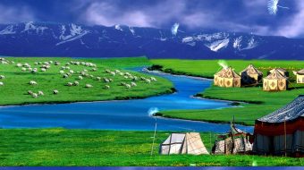 草原山川视频蒙古包视频背景-众图网