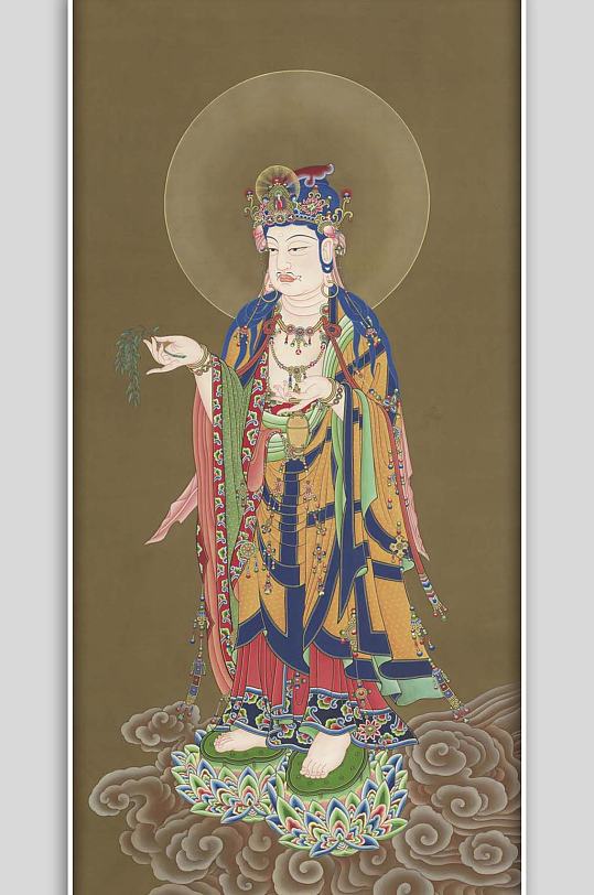 西方三圣观世音唐卡